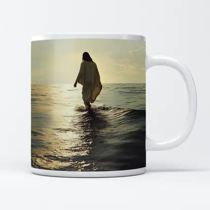 Jesus Walking On Water At Sunset
