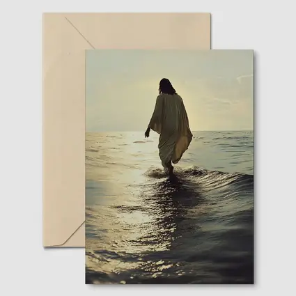 Jesus Walking On Water At Sunset