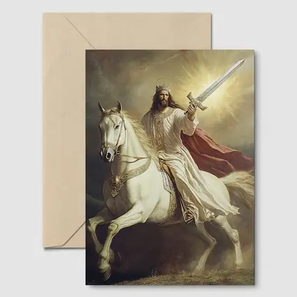 Jesus Christ Riding White Horse With Sword