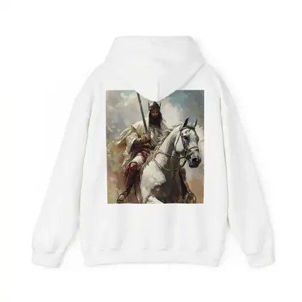 King on White Horse Sword Oil Painting