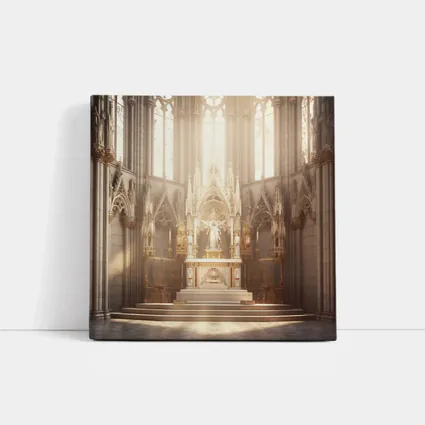Gothic Cathedral Altar Warm Golden Light
