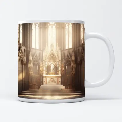 Gothic Cathedral Altar Warm Golden Light