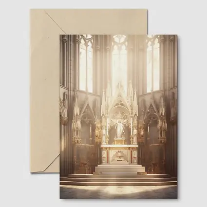Gothic Cathedral Altar Warm Golden Light