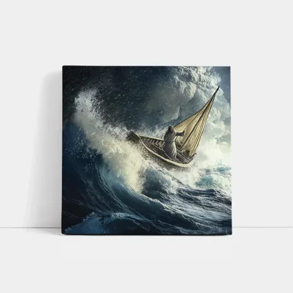 Jesus Calming Storm on Raging Sea