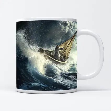 Jesus Calming Storm on Raging Sea