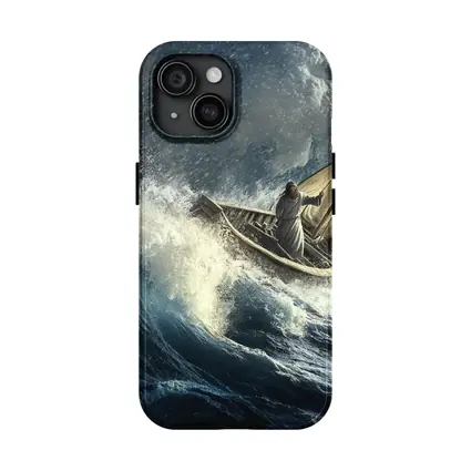 Jesus Calming Storm on Raging Sea