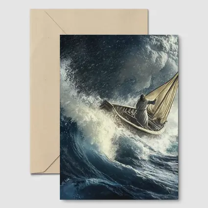 Jesus Calming Storm on Raging Sea