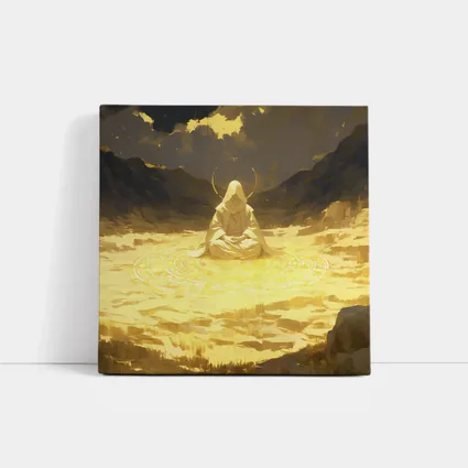 Hooded Meditating Figure Golden Desert Anime