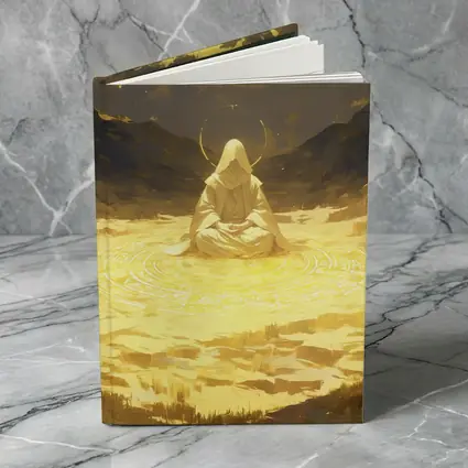 Hooded Meditating Figure Golden Desert Anime