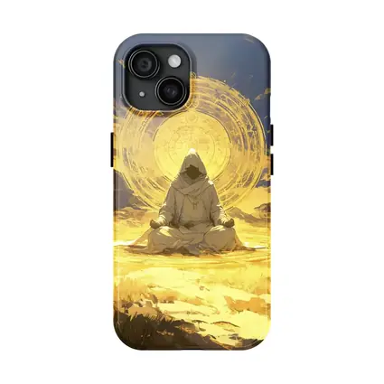 Hooded Monk Meditating Golden Mystic Circle