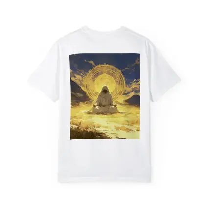 Hooded Monk Meditating Golden Mystic Circle