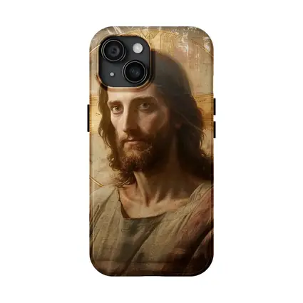 Jesus Christ Portrait Golden Halo Antique Art