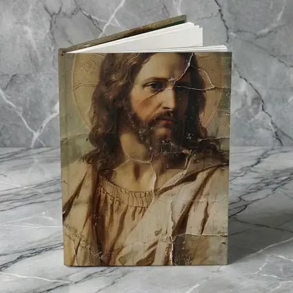Jesus Christ Aged Cracked Religious Portrait Art