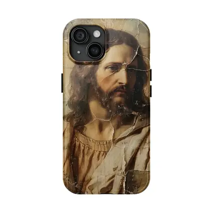 Jesus Christ Aged Cracked Religious Portrait Art