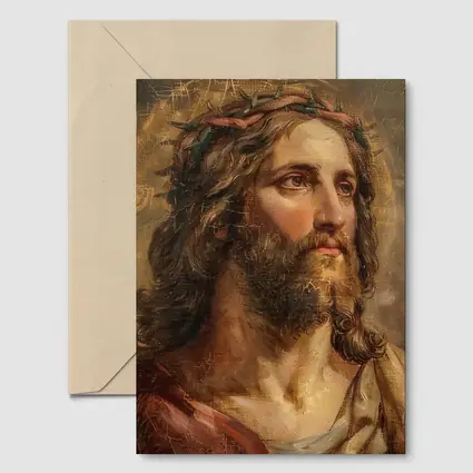 Jesus Christ Crown of Thorns Old Painting