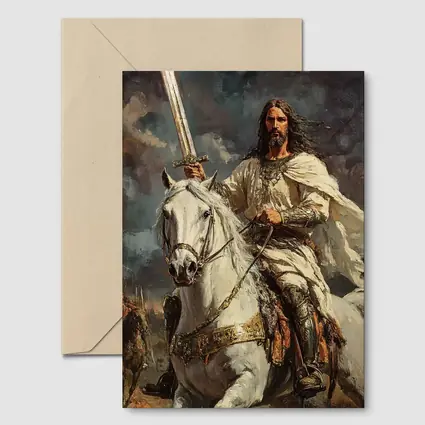 Jesus Christ Riding White Horse With Sword