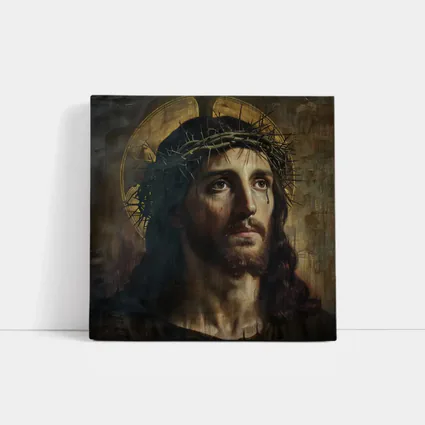 Jesus Christ Crown of Thorns Dark Oil Painting