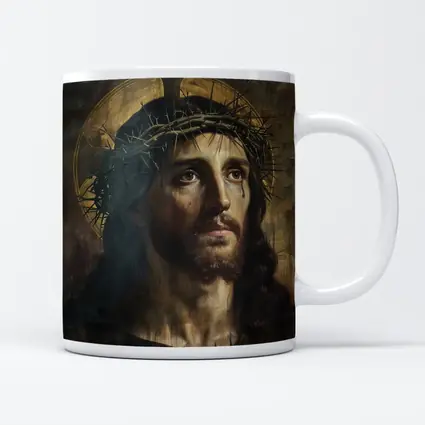 Jesus Christ Crown of Thorns Dark Oil Painting