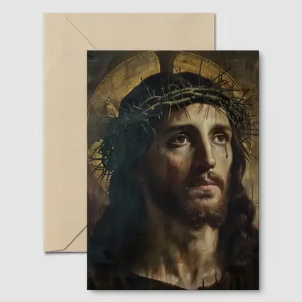 Jesus Christ Crown of Thorns Dark Oil Painting
