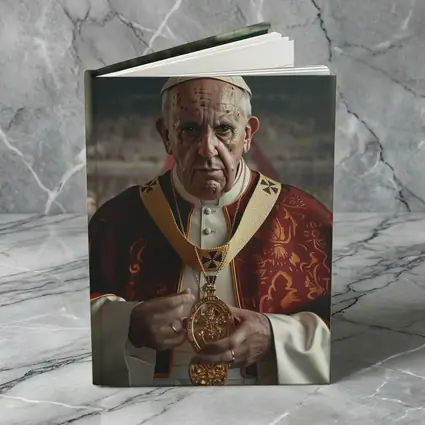 Pope Figure in Red Vestments Stadium Crowd