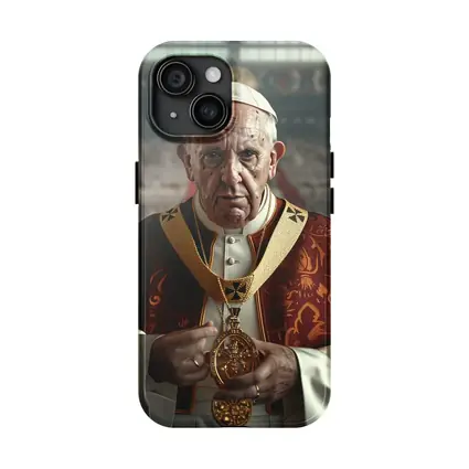 Pope Figure in Red Vestments Stadium Crowd