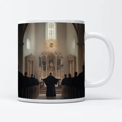 Catholic Mass Altar Golden Light Church Interior