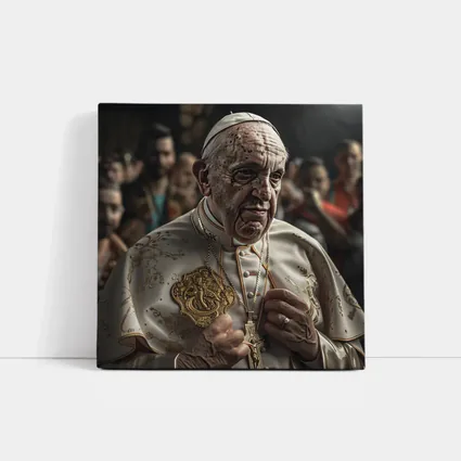 Pope in White Robes Crowd Background