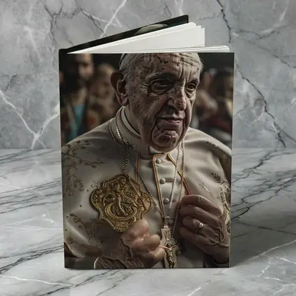 Pope in White Robes Crowd Background