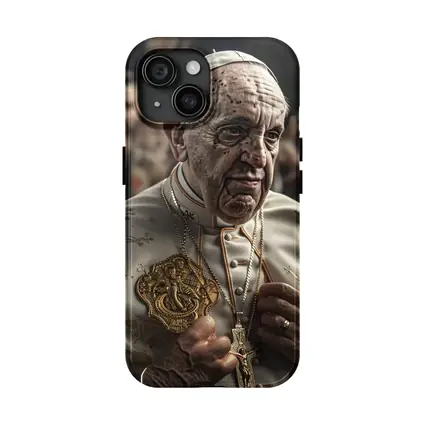 Pope in White Robes Crowd Background