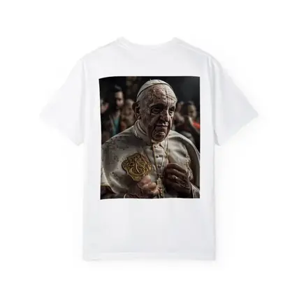 Pope in White Robes Crowd Background