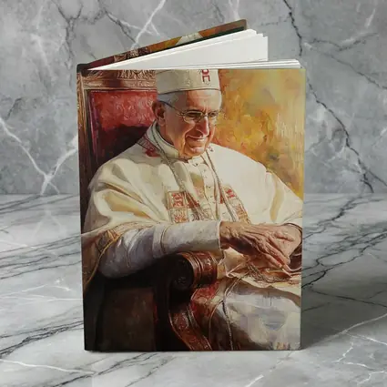 Pope Oil Painting Warm Golden Cathedral Background