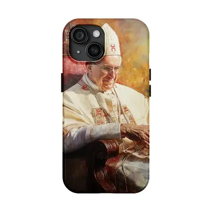 Pope Oil Painting Warm Golden Cathedral Background