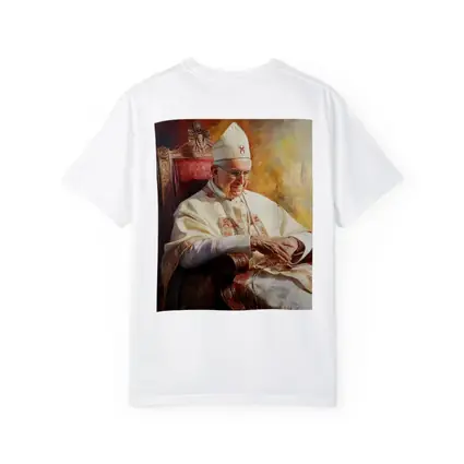 Pope Oil Painting Warm Golden Cathedral Background
