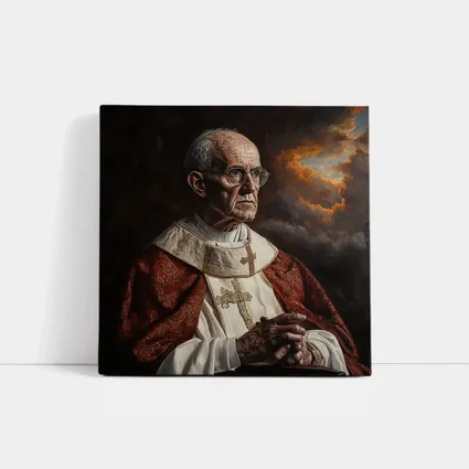 Catholic Pope Portrait Dark Dramatic Sky