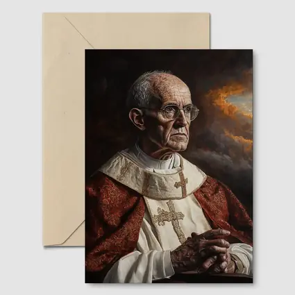 Catholic Pope Portrait Dark Dramatic Sky