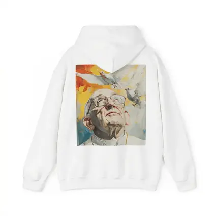 Pope Francis Oil Painting White Doves Sky