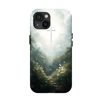 Christian Cross Glowing Forest Path Art