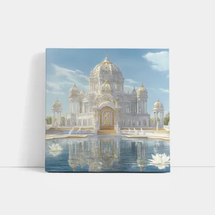 White Gold Temple Lotus Pond Reflection