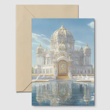 White Gold Temple Lotus Pond Reflection