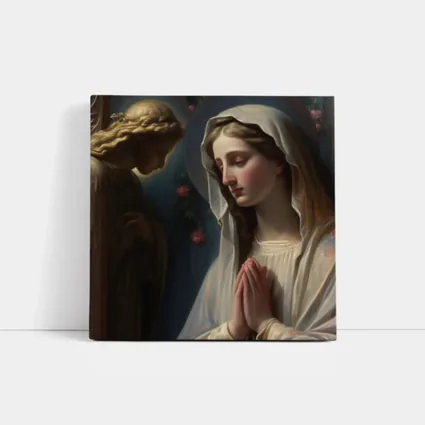 Virgin Mary Praying With Angel Religious Art