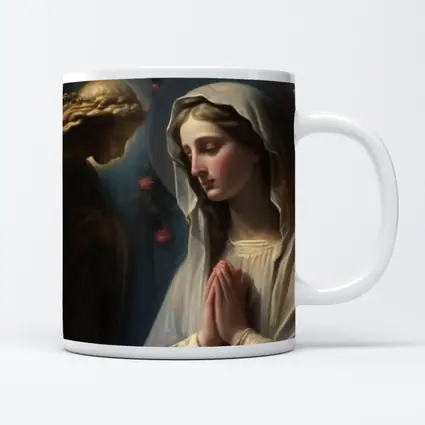 Virgin Mary Praying With Angel Religious Art