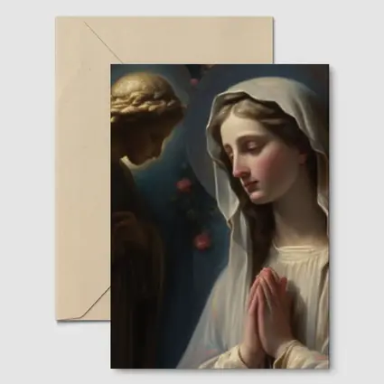 Virgin Mary Praying With Angel Religious Art