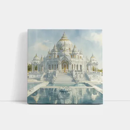 White Marble Hindu Temple Watercolor Art