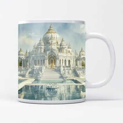 White Marble Hindu Temple Watercolor Art
