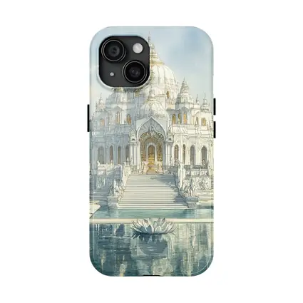 White Marble Hindu Temple Watercolor Art