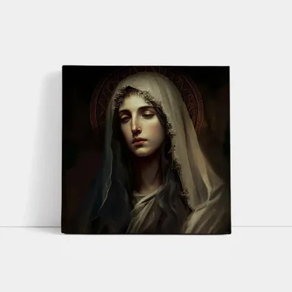 Virgin Mary Dark Renaissance Religious Portrait Art