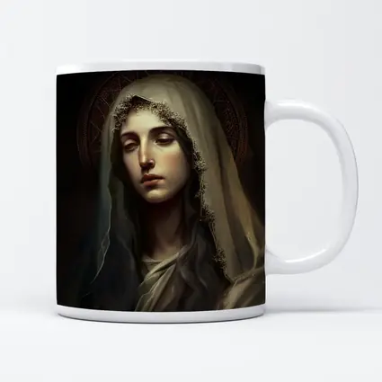 Virgin Mary Dark Renaissance Religious Portrait Art