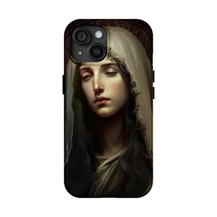 Virgin Mary Dark Renaissance Religious Portrait Art