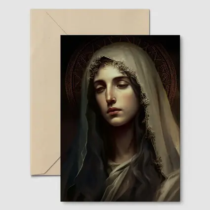 Virgin Mary Dark Renaissance Religious Portrait Art
