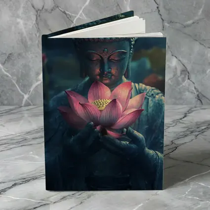 Buddha Statue Holding Pink Lotus Flower